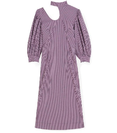 Shop Ganni Stretchable Seersucker Dress In Moonlight Mauve In Purple