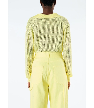 Shop Tibi Crispy Viscose Polo Mesh Pullover In Citron