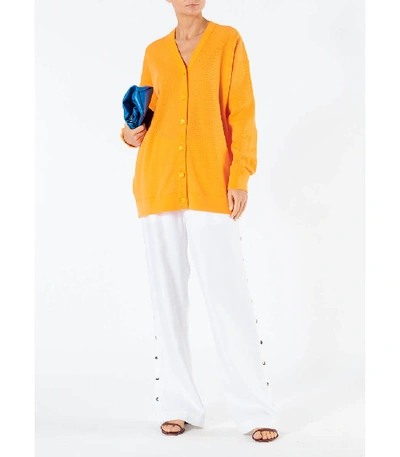 Shop Tibi Spring Tech Poly Cardigan In Tangerine
