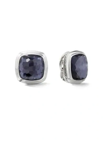 Shop David Yurman Albion Stud Earrings With Gemstone In Hematine
