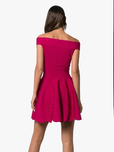 Shop Alexander Mcqueen Off-the-shoulder Mini Dress In Pink