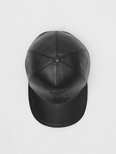 Shop Burberry Monogram Motif Leather Baseball Cap In Black