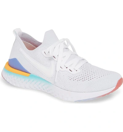 Shop Nike Epic React Flyknit 2 Running Shoe In White/ Jade/ Ember Glow