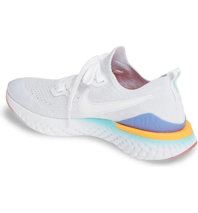 Shop Nike Epic React Flyknit 2 Running Shoe In White/ Jade/ Ember Glow