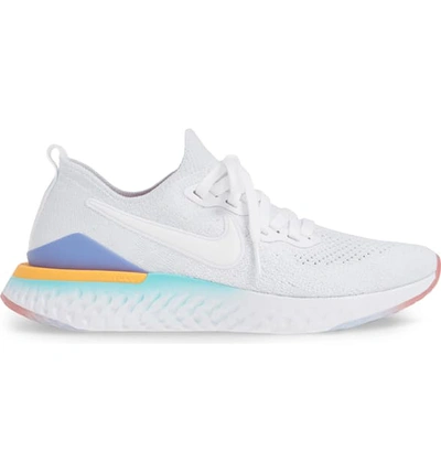 Shop Nike Epic React Flyknit 2 Running Shoe In White/ Jade/ Ember Glow