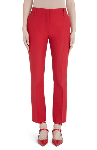 Shop Valentino Wool & Silk Ankle Pants In Red