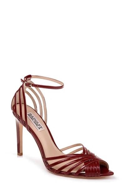 Shop Badgley Mischka Andi Ankle Strap Sandal In Red Patent Leather