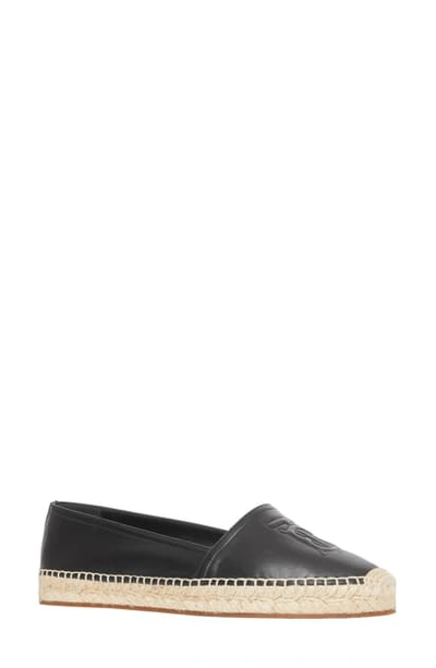 Shop Burberry Tabitha Logo Monogram Espadrille Flat In Black