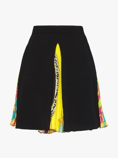 Shop Versace Baroque Panel Pleated Mini Skirt In Multicolour