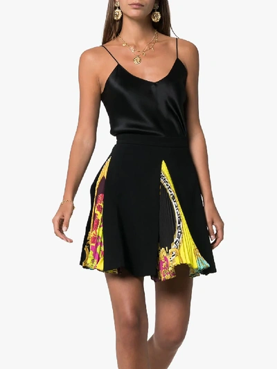 Shop Versace Baroque Panel Pleated Mini Skirt In Multicolour