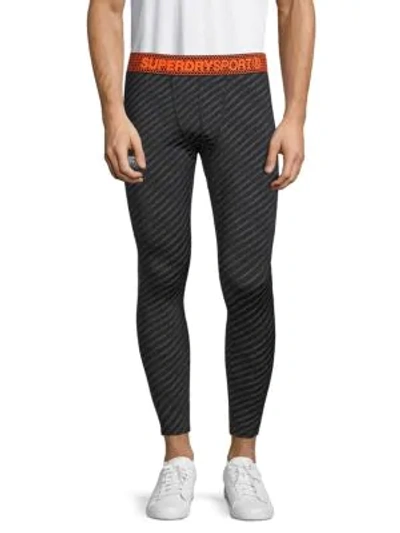 Shop Superdry Logo Striped Leggings In Black