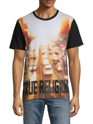 black and orange true religion shirt