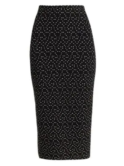 Shop Emporio Armani Polka-dot Stretch Pencil Skirt In Black