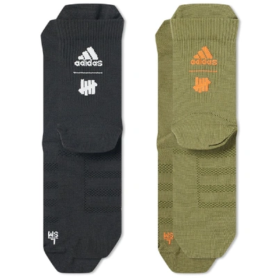 Shop Adidas Consortium X Undefeated Logo Sock - 2 Pack In Green