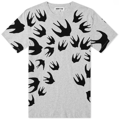 Shop Mcq By Alexander Mcqueen Mcq Swallow Large Swallow Flocked Tee In Grey