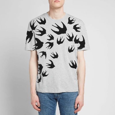 Shop Mcq By Alexander Mcqueen Mcq Swallow Large Swallow Flocked Tee In Grey