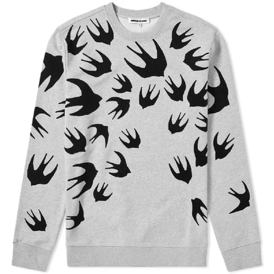 Shop Mcq By Alexander Mcqueen Mcq Swallow Large Swallow Flocked Crew Sweat In Grey