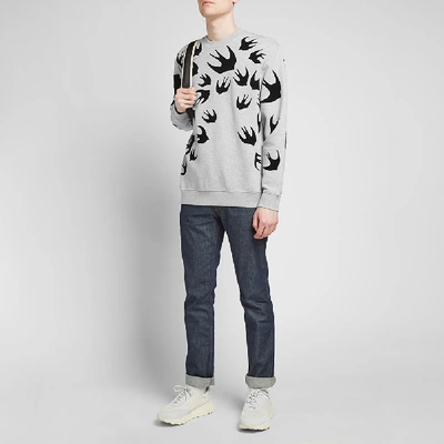 Shop Mcq By Alexander Mcqueen Mcq Swallow Large Swallow Flocked Crew Sweat In Grey