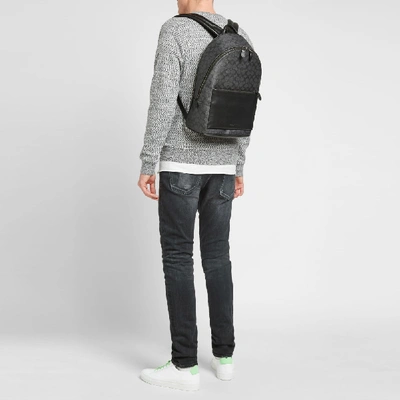 Shop Coach Signature Print Leather Backpack In Grey