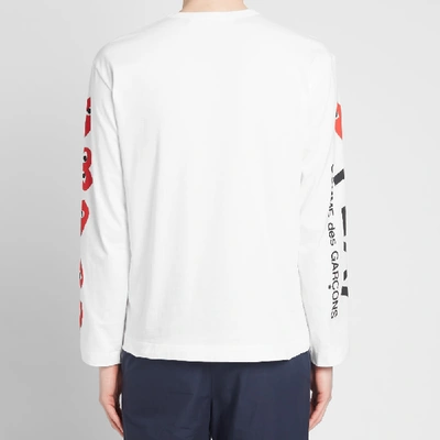 Shop Comme Des Garçons Play Comme Des Garcons Play Long Sleeve Multi Heart Logo Tee In White