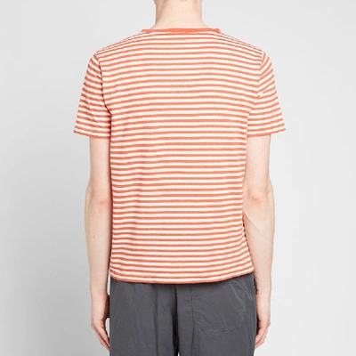 Shop Armor-lux 76023 Stripe Pocket Tee In Orange