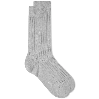 Shop Sunspel Rib Sock In Grey