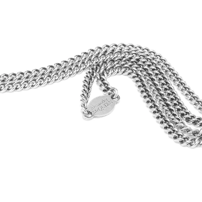 Shop Alexander Mcqueen Stacked Fragment Skull Necklace In Silver