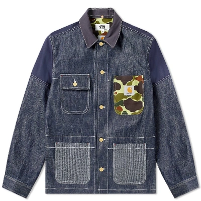 Shop Junya Watanabe Man Eye X Carhartt Customised Chore Jacket In Blue