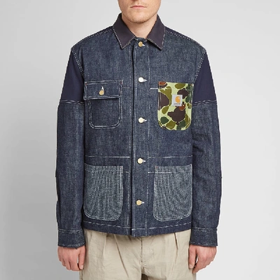 Shop Junya Watanabe Man Eye X Carhartt Customised Chore Jacket In Blue