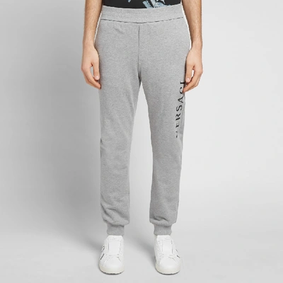 Shop Versace Printed Logo Sweat Pant In Grey