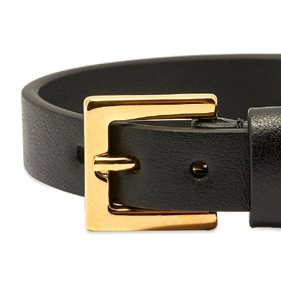 Shop Versace Leather Logo Bracelet In Black