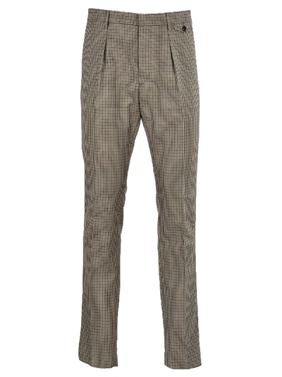 Shop Prada Check Belted Trousers In Grey Check