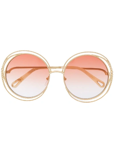 Shop Chloé Oversized Frame Sunglasses In Gold