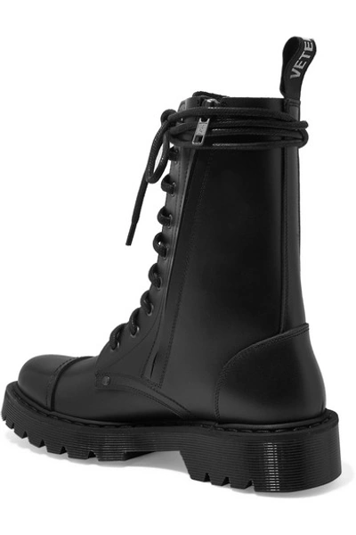 Shop Vetements Lace-up Leather Ankle Boots In Black