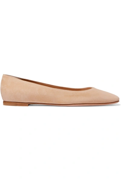 Shop Gianvito Rossi Suede Ballet Flats In Neutral
