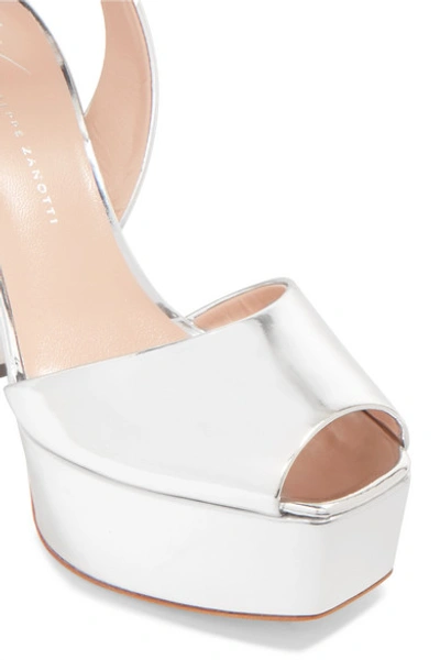 Shop Giuseppe Zanotti Betty Mirrored-leather Platform Sandals In Silver