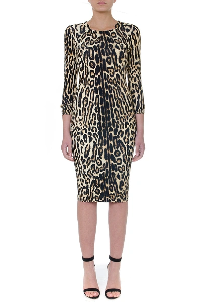 Shop Burberry Leopard Print Bodycon Dress In Multi