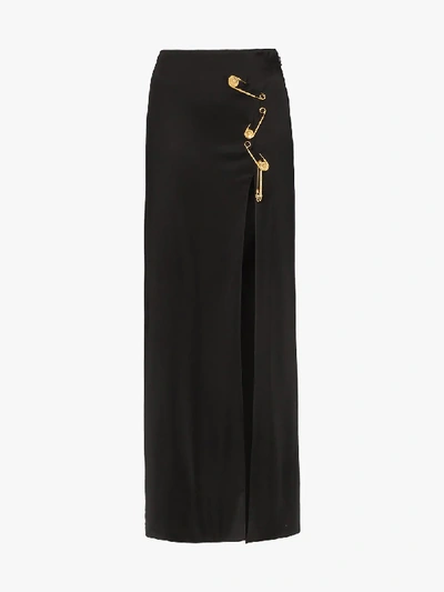 Shop Versace Safety Pin Maxi Skirt In Black