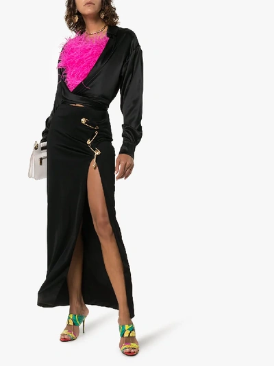 Shop Versace Safety Pin Maxi Skirt In Black