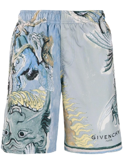 Shop Givenchy Printed Swim Shorts - Blau In Blue