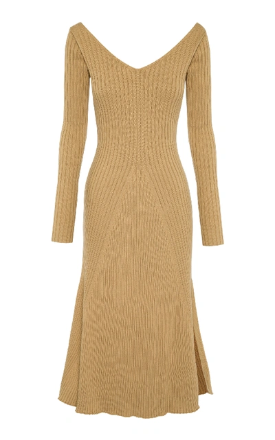 Shop Anna Quan Emory Rib-knit Cotton Dress In Brown