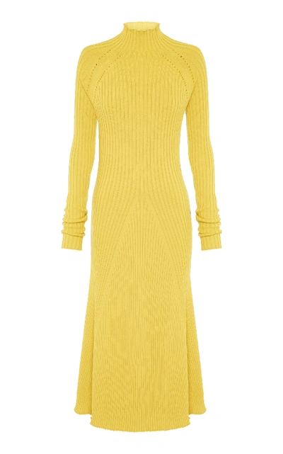 Shop Anna Quan Mabel Mock Neck Knit Dress In Yellow