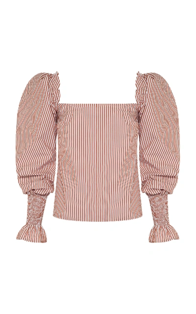 Shop Anna Quan Marta Striped Cotton-blend Poplin Top