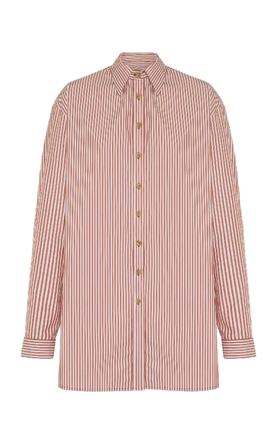 Shop Anna Quan Alfie Striped Cotton-blend Poplin Shirt
