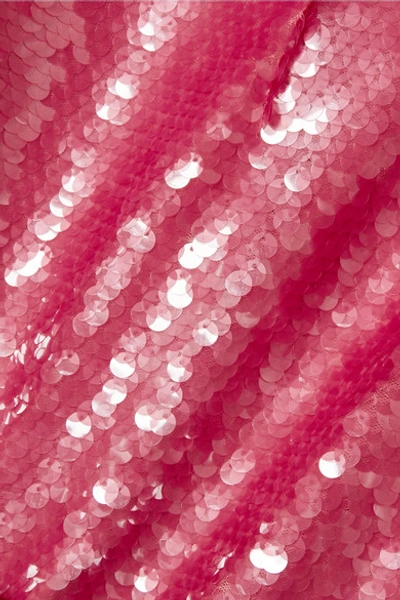 Shop Haney Serena One-shoulder Sequined Tulle Mini Dress In Pink