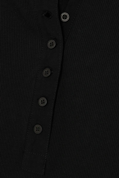 Shop Les Girls Les Boys Ribbed Stretch-cotton Jersey Bodysuit In Black