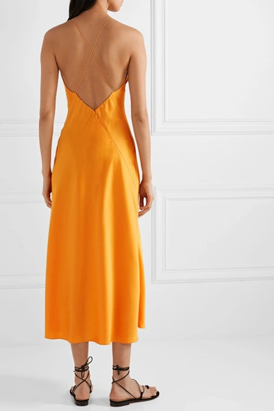 Shop Rosetta Getty Open-back Satin Midi Dress In Orange