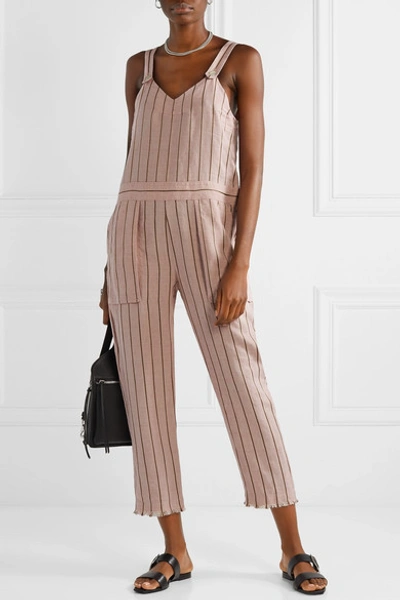 Shop Rag & Bone Nina Striped Linen-blend Jumpsuit In Pastel Pink