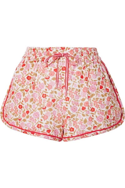 Shop Zimmermann Goldie Floral-print Linen And Cotton-blend Shorts In Antique Rose