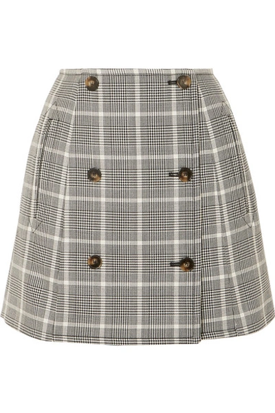 Shop Stella Mccartney Prince Of Wales Checked Wool Mini Skirt In Gray